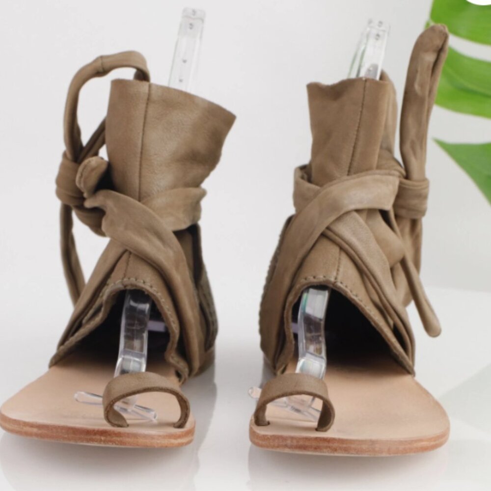 Free People Women's Black Delaney Leather Wrap Boot Sandals - Picture 5 of 9